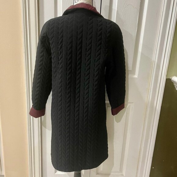 VTG REVERSIBLE QUILTED COAT WINDBREAKER JACKET FULL ZIP BLACK/BURGUNDY SIZE XS - Picture 10 of 16